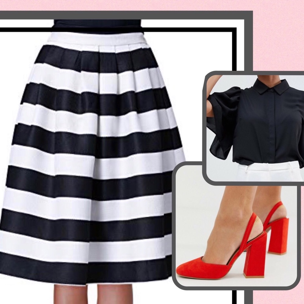 Striped A Line Skirt